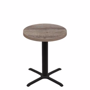 36" Round Urban Weathered Barnwood Quick Ship Table + Black Counter Height 30" x 30" Cross Base