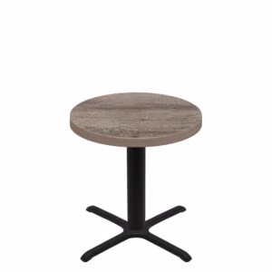 36" Round Urban Weathered Barnwood Quick Ship Table + Black Standard Height 30" x 30" Cross Base