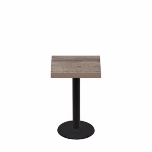 24" x 24" Urban Weathered Barnwood Quick Ship Table + Black Standard Height 18" Disc Base