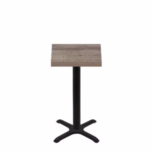 24" x 24" Urban Weathered Barnwood Quick Ship Table + Black Counter Height 22" x 22" Cross Base