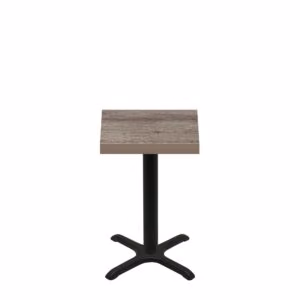 24" x 24" Urban Weathered Barnwood Quick Ship Table + Black Standard Height 22" x 22" Cross Base