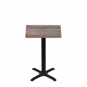 24" x 30" Urban Weathered Barnwood Quick Ship Table + Black Counter Height 22" x 22" Cross Base