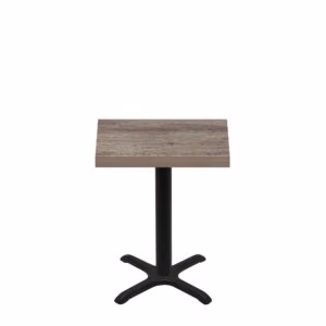 24" x 30" Urban Weathered Barnwood Quick Ship Table + Black Standard Height 22" x 22" Cross Base
