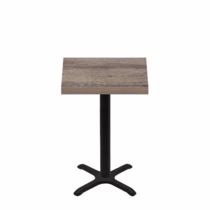 30" x 30" Urban Weathered Barnwood Quick Ship Table + Black Counter Height 22" x 22" Cross Base