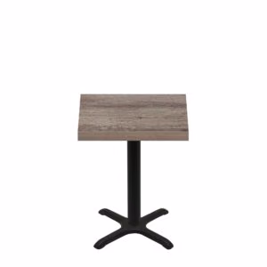 30" x 30" Urban Weathered Barnwood Quick Ship Table + Black Standard Height 22" x 22" Cross Base