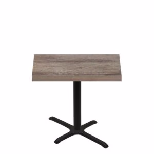 30" x 42" Urban Weathered Barnwood Quick Ship Table + Black Standard Height 22" x 30" Cross Base