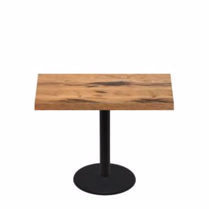 30" x 48" Urban Natural Heartwood Quick Ship Table + Black Standard Height 22" Disc Base