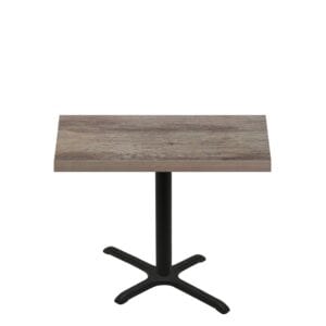 30" x 48" Urban Weathered Barnwood Quick Ship Table + Black Standard Height 22" x 30" Cross Base
