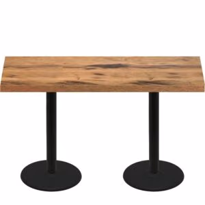 30″ x 72″ Urban Natural Heartwood Quick Ship Table + (2) Black Counter Height 22″ Disc Bases