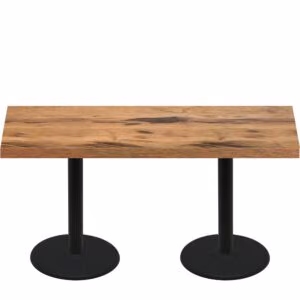 30" x 72" Urban Natural Heartwood Quick Ship Table + (2) Black Standard Height 22" Disc Bases