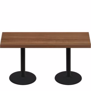 30" x 72" Urban Toasted Birch Quick Ship Table + (2) Black Standard Height 22" Disc Bases