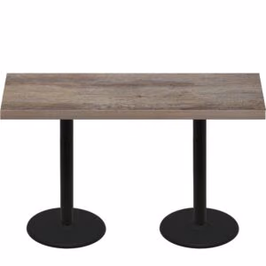 30″ x 72″ Urban Weathered Barnwood Quick Ship Table + (2) Black Counter Height 22″ Disc Bases