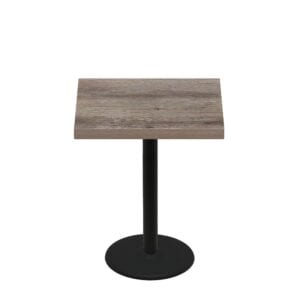 36" x 36" Urban Weathered Barnwood Quick Ship Table + Black Counter Height 22" Disc Base