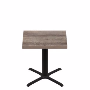 36" x 36" Urban Weathered Barnwood Quick Ship Table + Black Standard Height 30" x 30" Cross Base