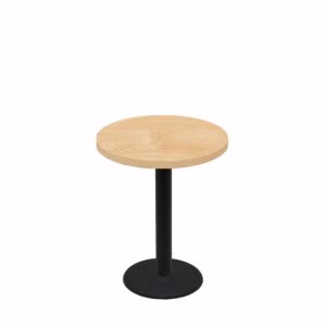 30" Round Woodland Clear Coat Finish Quick Ship Table + Black Standard Height 18" Disc Base