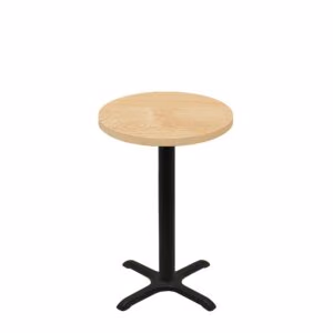 30" Round Woodland Clear Coat Finish Quick Ship Table + Black Counter Height 22" x 22" Cross Base
