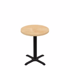 30" Round Woodland Clear Coat Finish Quick Ship Table + Black Standard Height 22" x 22" Cross Base