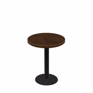 30" Round Woodland Dark Walnut Stain Quick Ship Table + Black Standard Height 18" Disc Base