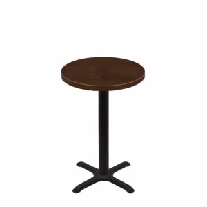 30" Round Woodland Dark Walnut Stain Quick Ship Table + Black Counter Height 22" x 22" Cross Base