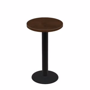 30" Round Woodland Dark Walnut Stain Quick Ship Table + Black Bar Height 22" Disc Base