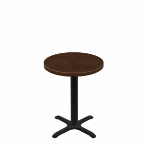 30" Round Woodland Dark Walnut Stain Quick Ship Table + Black Standard Height 22" x 22" Cross Base