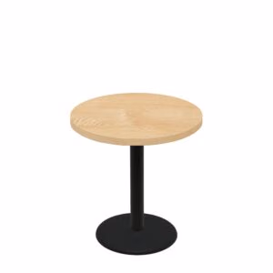 36" Round Woodland Clear Coat Finish Quick Ship Table + Black Standard Height 22" Disc Base