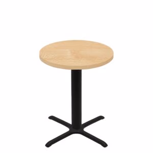 36" Round Woodland Clear Coat Finish Quick Ship Table + Black Counter Height 30" x 30" Cross Base
