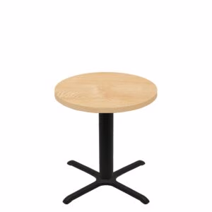 36" Round Woodland Clear Coat Finish Quick Ship Table + Black Standard Height 30" x 30" Cross Base