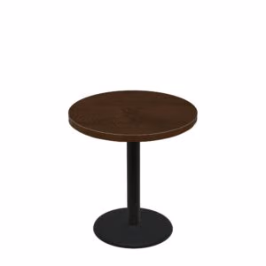 36" Round Woodland Dark Walnut Stain Quick Ship Table + Black Standard Height 22" Disc Base