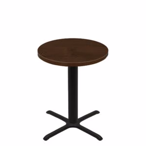 36" Round Woodland Dark Walnut Stain Quick Ship Table + Black Counter Height 30" x 30" Cross Base