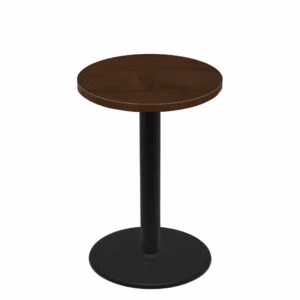36" Round Woodland Dark Walnut Stain Quick Ship Table + Black Bar Height 30" Disc Base