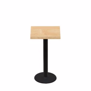 24" x 24" Woodland Clear Coat Finish Quick Ship Table + Black Counter Height 18" Disc Base