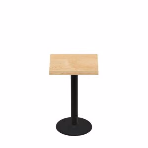 24" x 24" Woodland Clear Coat Finish Quick Ship Table + Black Standard Height 18" Disc Base
