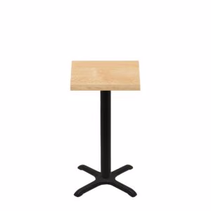 24" x 24" Woodland Clear Coat Finish Quick Ship Table + Black Counter Height 22" x 22" Cross Base