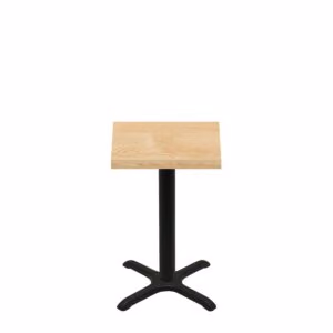 24" x 24" Woodland Clear Coat Finish Quick Ship Table + Black Standard Height 22" x 22" Cross Base