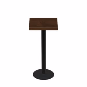 24" x 24" Woodland Dark Walnut Stain Quick Ship Table + Black Bar Height 18" Disc Base