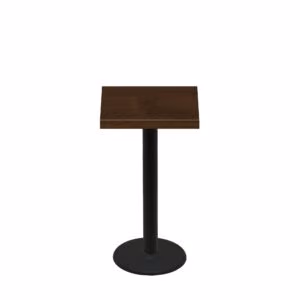 24" x 24" Woodland Dark Walnut Stain Quick Ship Table + Black Counter Height 18" Disc Base