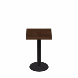 24" x 24" Woodland Dark Walnut Stain Quick Ship Table + Black Standard Height 18" Disc Base