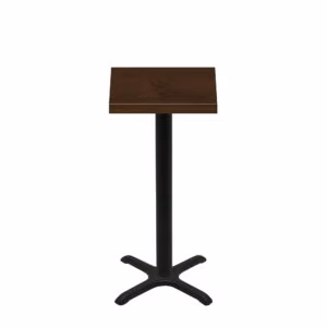24" x 24" Woodland Dark Walnut Stain Quick Ship Table + Black Bar Height 22" x 22" Cross Base