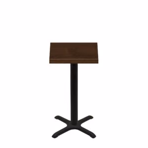 24" x 24" Woodland Dark Walnut Stain Quick Ship Table + Black Counter Height 22" x 22" Cross Base