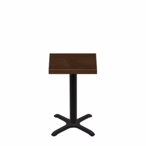 24" x 24" Woodland Dark Walnut Stain Quick Ship Table + Black Standard Height 22" x 22" Cross Base