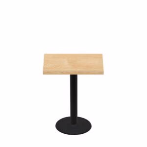 24" x 30" Woodland Clear Coat Finish Quick Ship Table + Black Standard Height 18" Disc Base