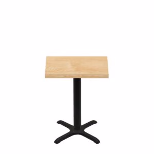 24" x 30" Woodland Clear Coat Finish Quick Ship Table + Black Standard Height 22" x 22" Cross Base