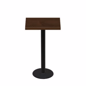 24" x 30" Woodland Dark Walnut Stain Quick Ship Table + Black Bar Height 18" Disc Base