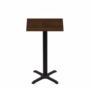 24" x 30" Woodland Dark Walnut Stain Quick Ship Table + Black Bar Height 22" x 22" Cross Base