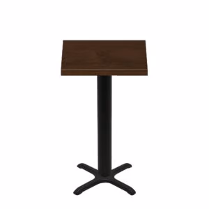 30" x 30" Woodland Dark Walnut Stain Quick Ship Table + Black Bar Height 22" x 22" Cross Base