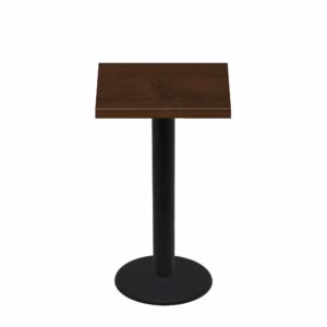30" x 30" Woodland Dark Walnut Stain Quick Ship Table + Black Bar Height 22" Disc Base