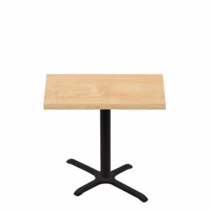 30" x 42" Woodland Clear Coat Finish Quick Ship Table + Black Standard Height 22" x 30" Cross Base