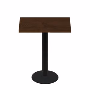 30" x 42" Woodland Dark Walnut Stain Quick Ship Table + Black Bar Height 22" Disc Base