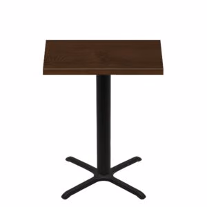 30" x 42" Woodland Dark Walnut Stain Quick Ship Table + Black Bar Height 30" x 30" Cross Base